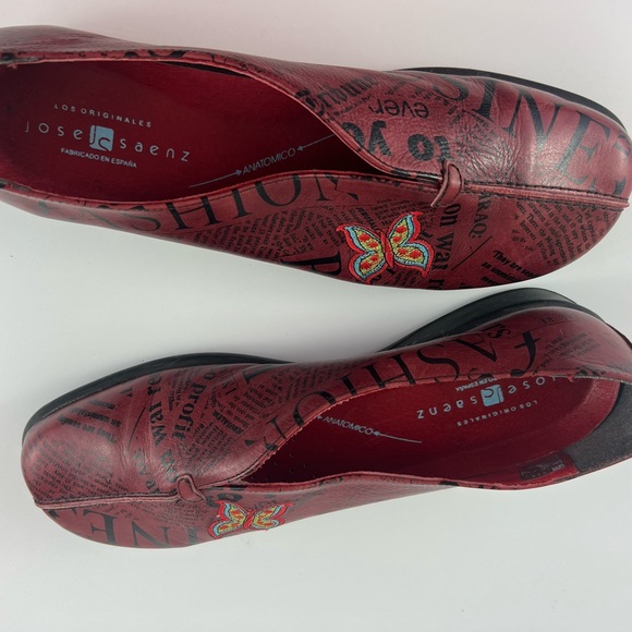 Jose Saenz Vintage Red Print Genuine Leather Women's Flats EUR 41/US 8 - Picture 2 of 12